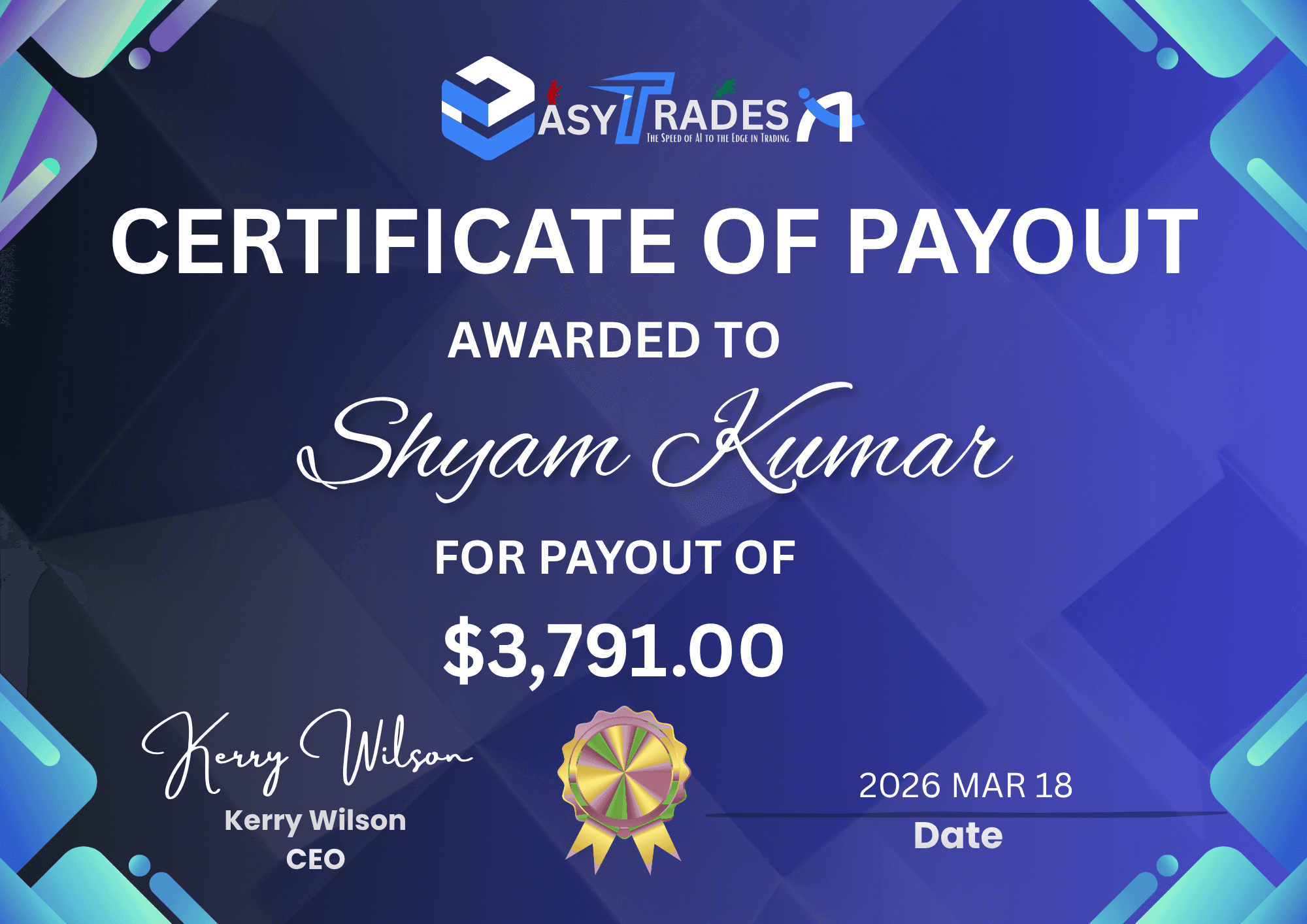 Trader Payout Showing